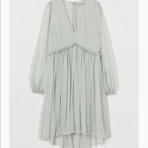 H&M v neck chiffon dress - light green